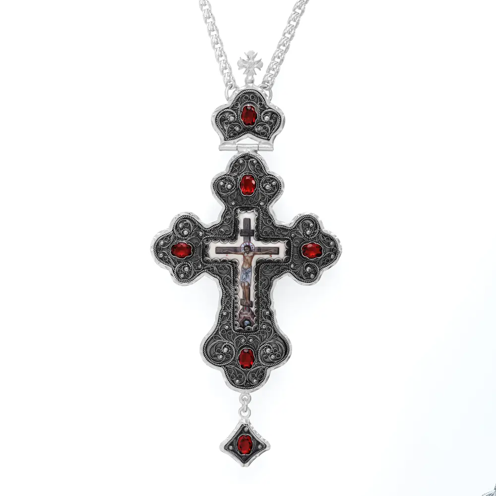 Pectoral cross №33 silver filigree