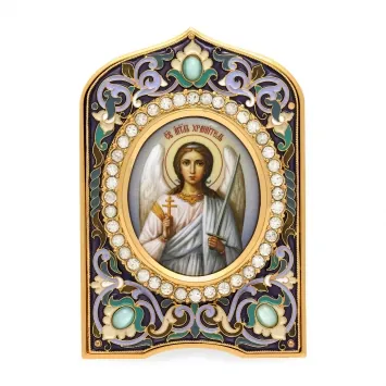 Name-day icon №004 electroforming, enamel, decal / gilding / Guardian Angel
