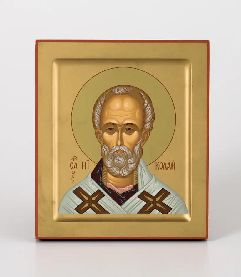 Икона на дереве 13х15 прокат, ковчег, упаковка Николай Чудотворец 2