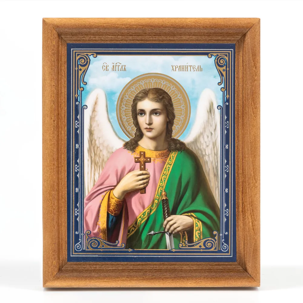 Icon in wooden frame №1 11×13 double embossing Guardian Angel (half-length) №13