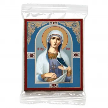 Icon on wooden panel 6×9 double embossing, annotation, packaging Irene of Macedonia, Great Martyr (8)