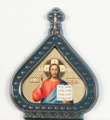 Icon in plastic frame icon dome (yellow background) Saviour