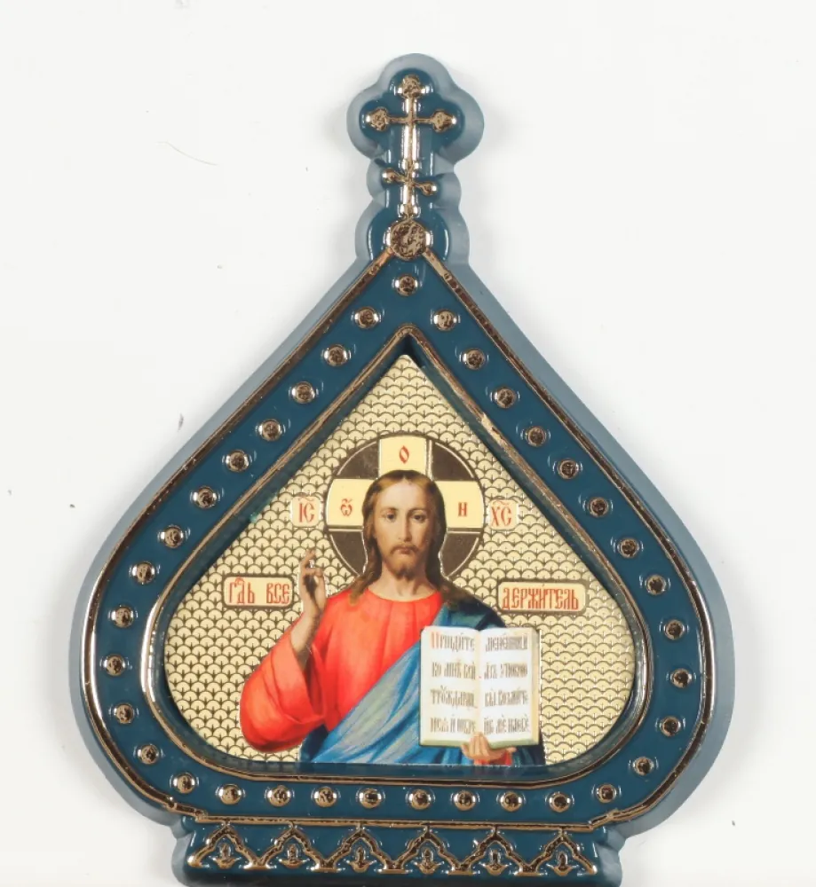 Icon in plastic frame icon dome (yellow background) Saviour