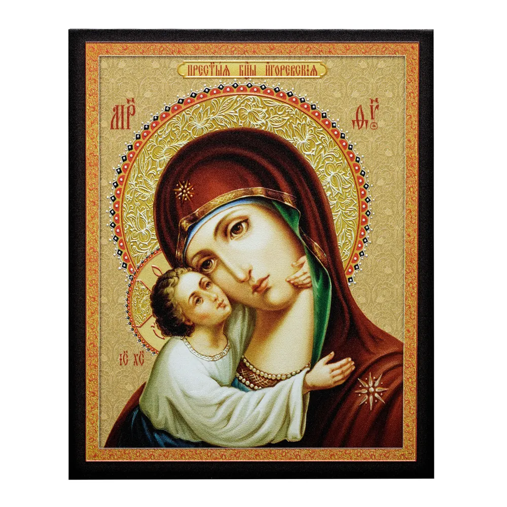 Icon on board 13×15 3D print, varnish Igor Mother of God