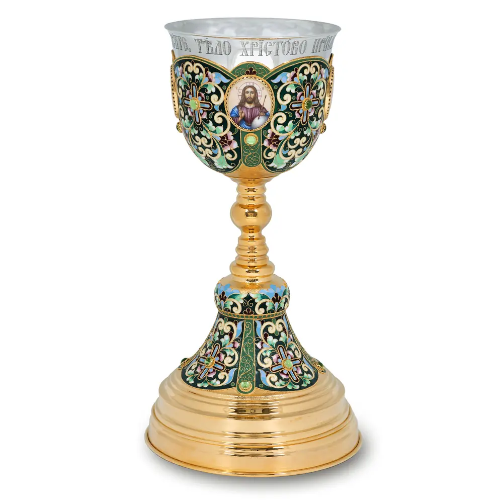 Chalice 2.0 l 4-enamel miniatures, filigree, enamel / base cone 2,0 l / gilding / silver cup