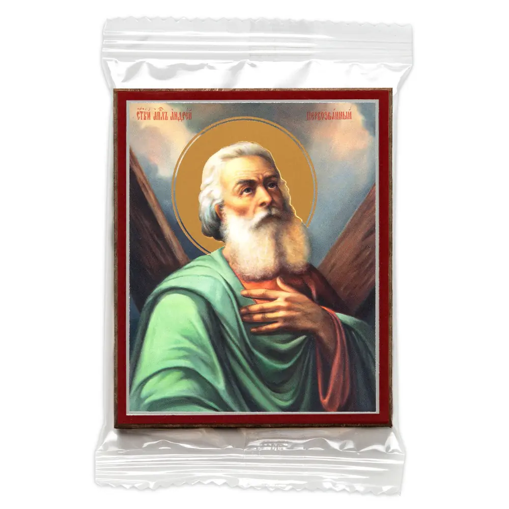 Icon on wooden panel 6×9 double embossing, annotation, packaging Andrew the First-Called 6