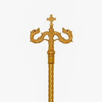 Bishop's staff with cast with finial gilding in case