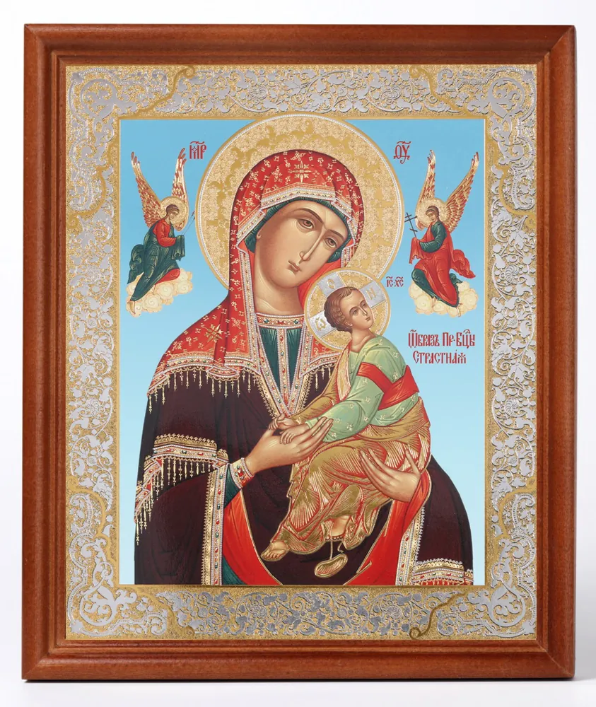 Icon in wooden frame №1 18×24 double embossing of the Passion Mother of God