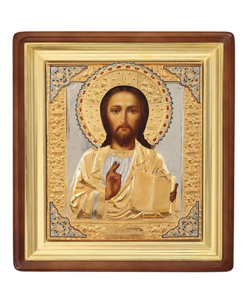 ფერწერული ხატი კიოტში 24×30 ზეთი, მოჭედილობა №24, მინანქარი, კიოტი №1 მაცხოვარი