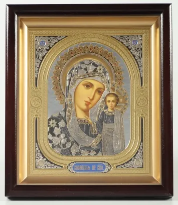 Icon in icon case 18×24 complex, blind embossing Kazan Mother of God 2