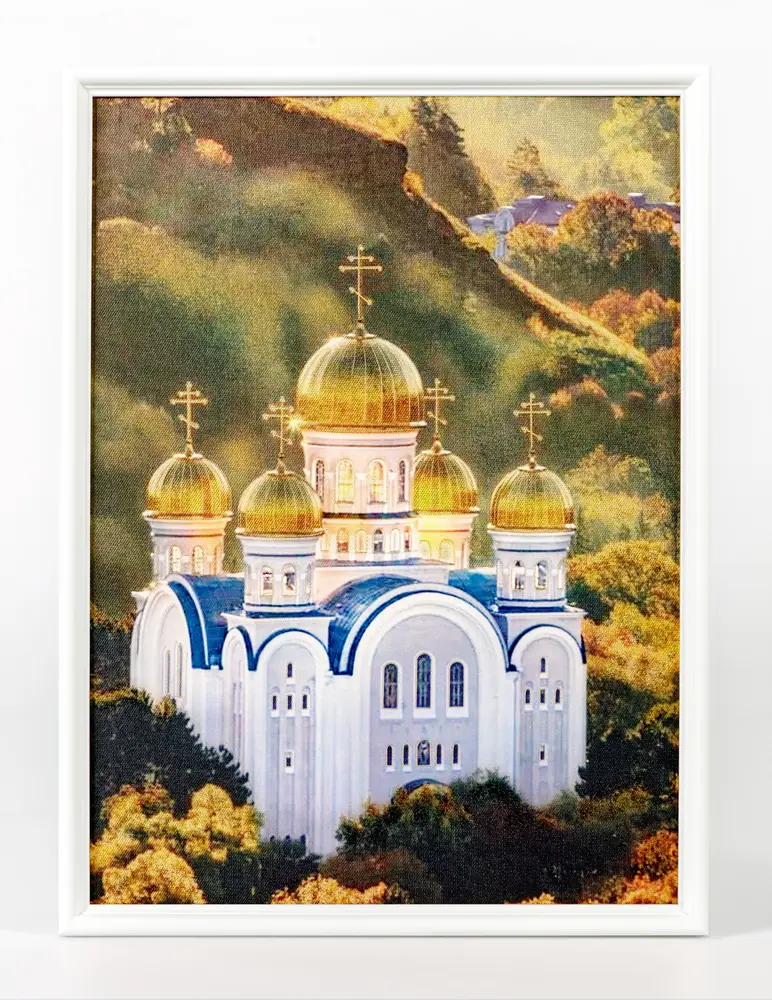 Picture 30×40 print on canvas “Gold-look” in white frame №8