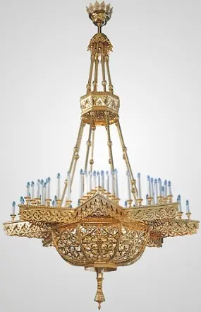 Chandelier horos eight-pointed 72 candles gilding / in assembled