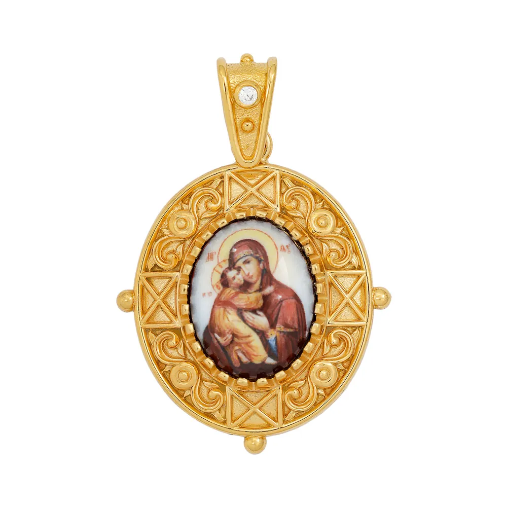 Neck icon №37 / gilding / silver decal Vladimir Mother of God
