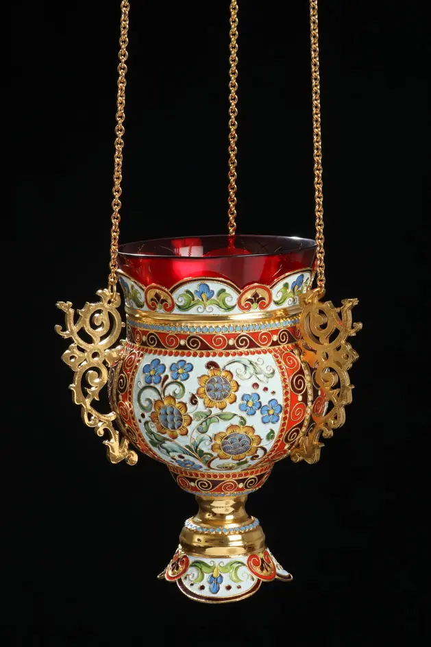 Filigree vigil lamp №6 painting / gilding