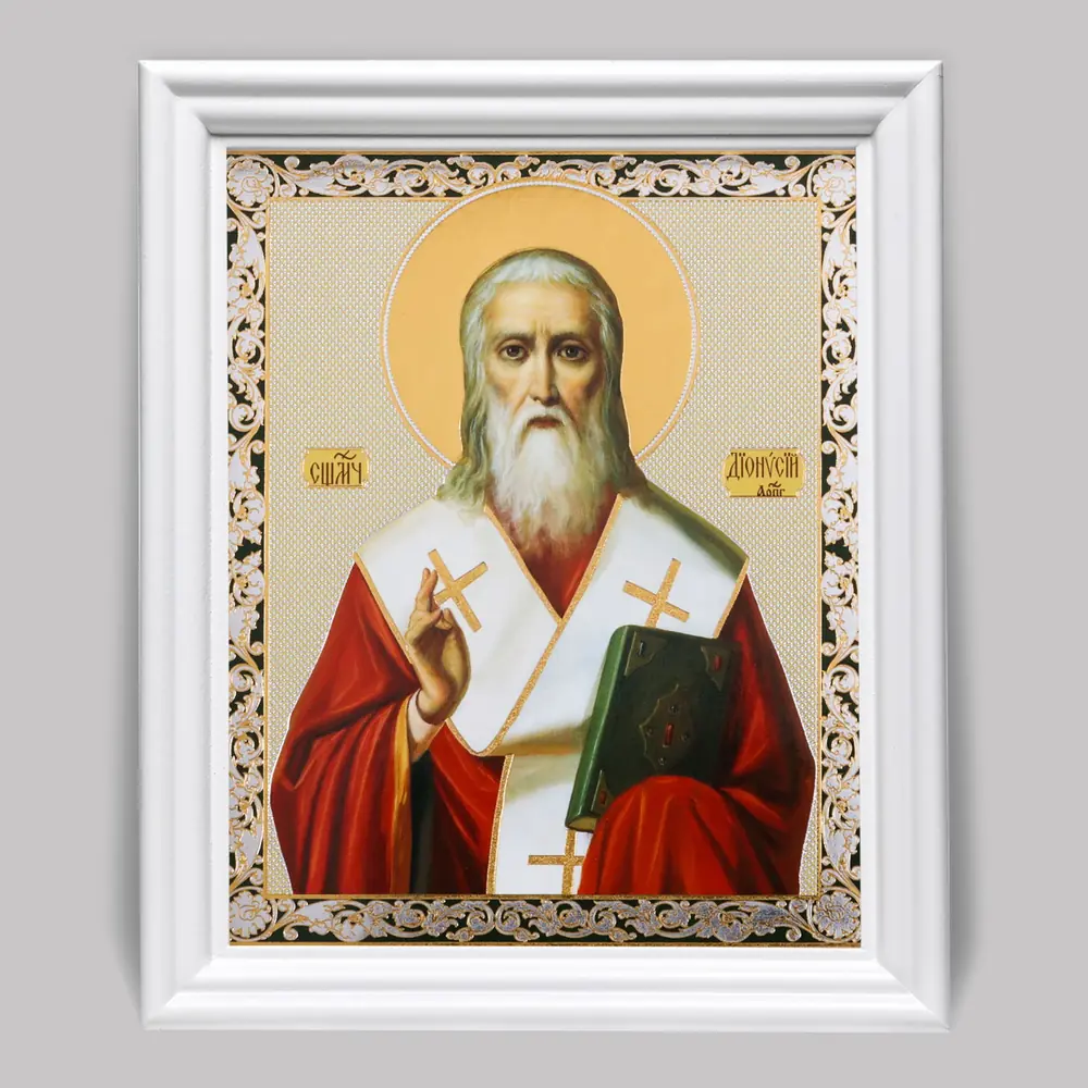 Icon in wooden frame №3 11×13 (white) double embossing Dionysius the Areopagite 2