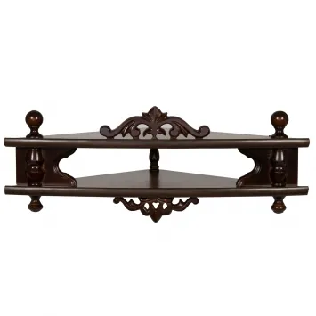 Icon shelf corner double with carving, without finish