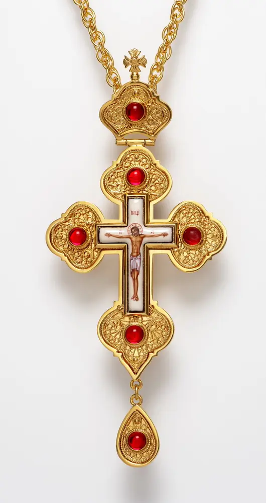Pectoral cross filigree №0042 single rim enamel miniature / gilding