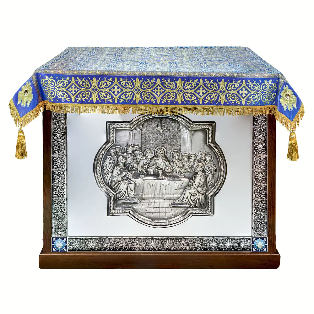 Altar table vestment №25 1,0 * 1,0 on wooden frame silver plating niello