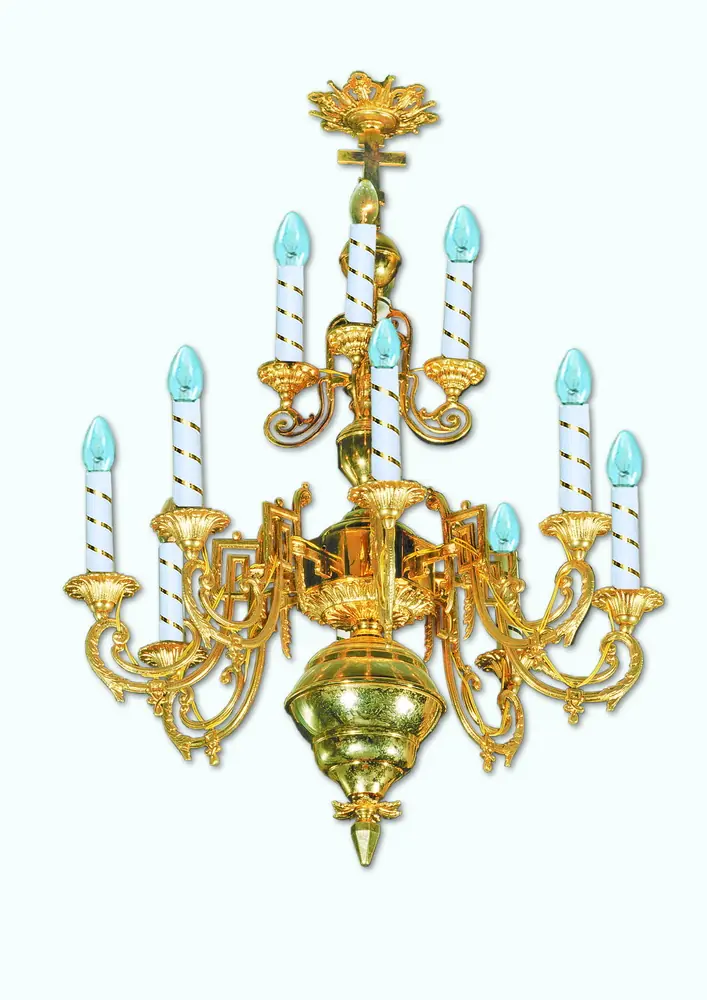 Chandelier 2 tiers 12 candles small gilding