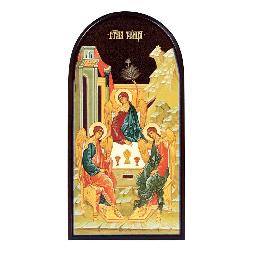Icon on board 11×22 3D print, arched, varnish Trinity 2