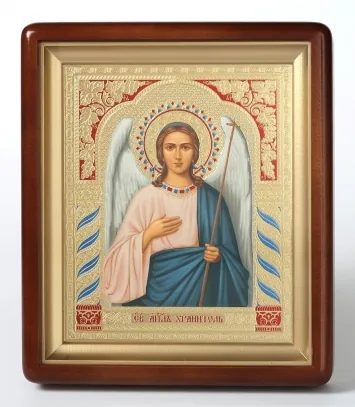 Icon in icon case 18×24 shaped, tempera №6 Guardian Angel 1 (yellow background)