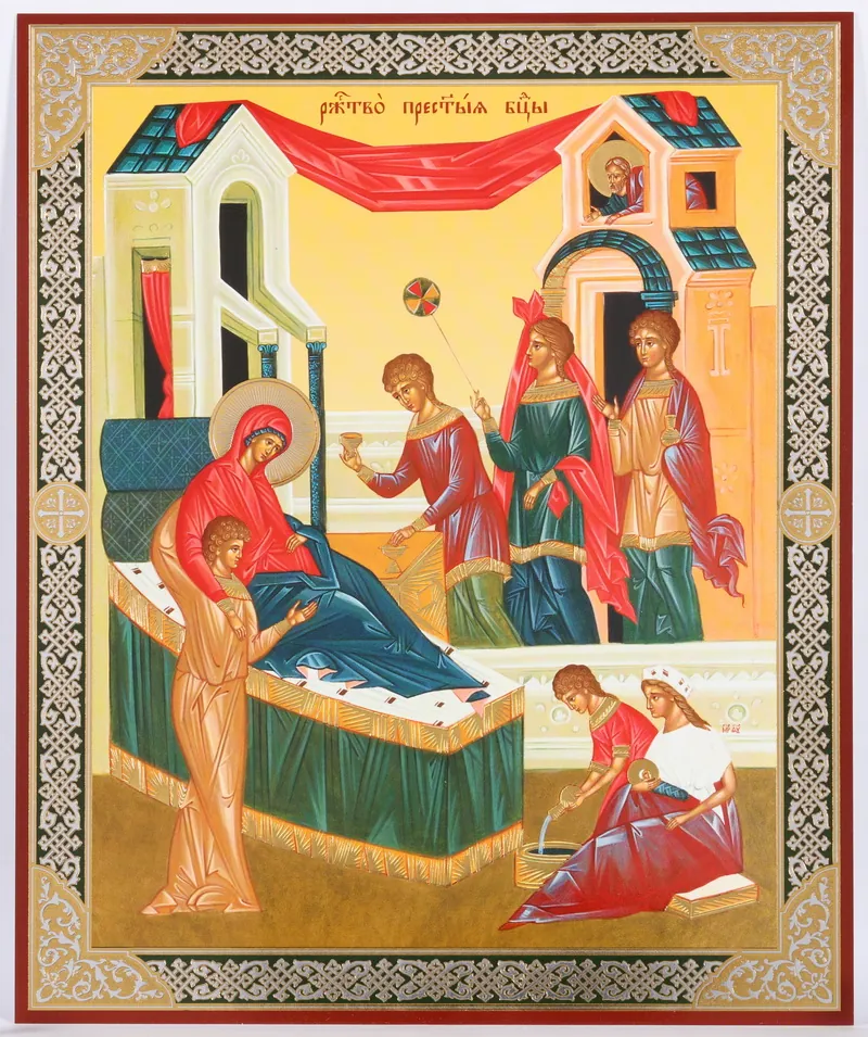 Icon on hardboard №1 18×24 double embossing Nativity of the Theotokos