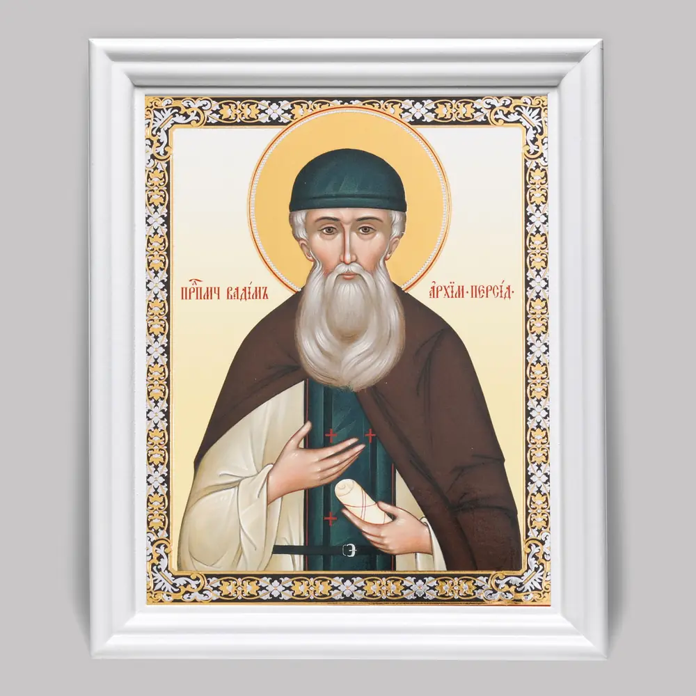 Icon in wooden frame №3 11×13 (white) double embossing Vadim 4