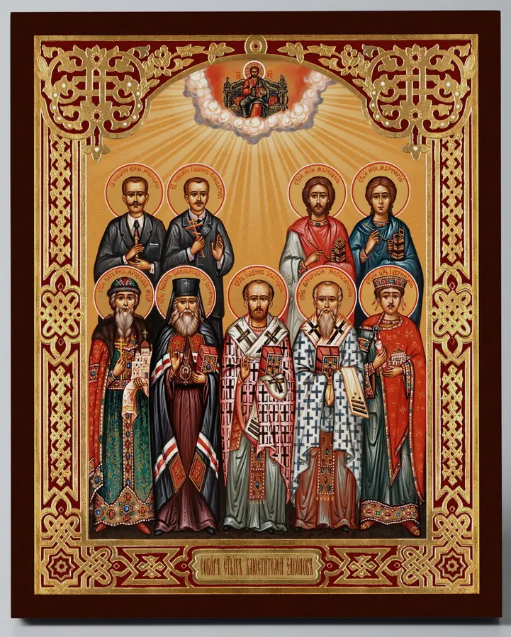 Icon on board 13×15 3D print, varnish Synaxis of Saints guardians of the laws