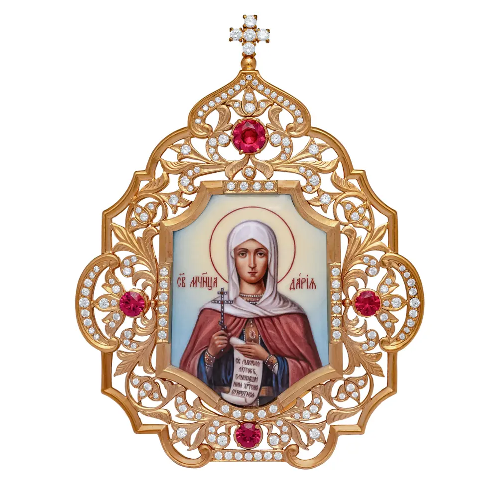 Икона настольная №152 / Фианиты серебро деколь / золочение / Дария (УИН)