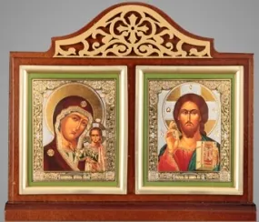 Table icon 6×7 double, double embossing, gilded frame Saviour-Kazan Mother of God 10