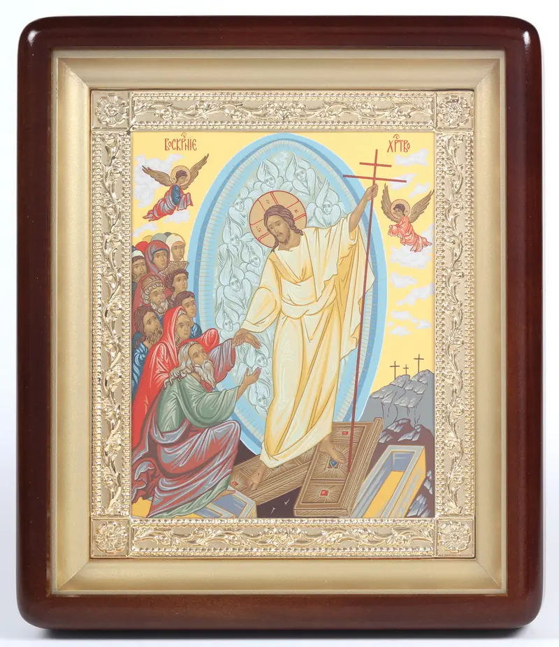 ხატი კიოტში 18×24 ფიგურული, ტემპერა, მოოქროვილი ჩარჩო ქრისტეს აღდგომა 2
