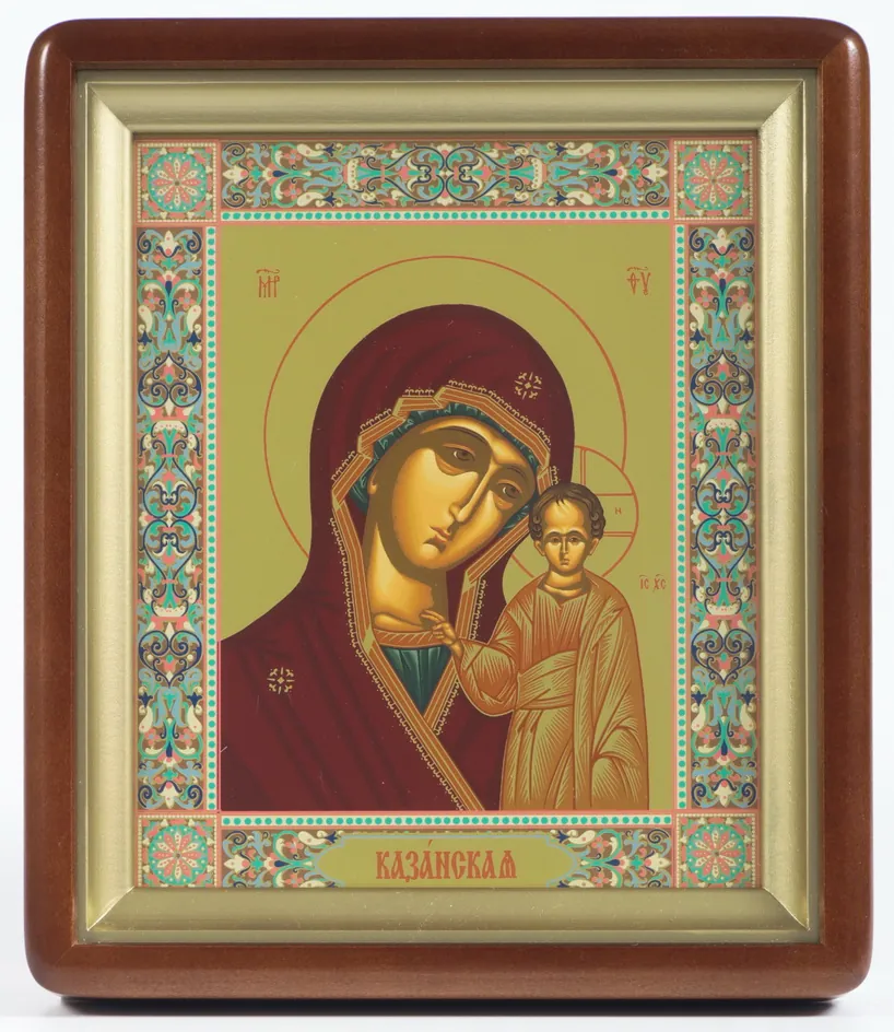 Icon in icon case 18×24 shaped, tempera №1 Kazan Mother of God
