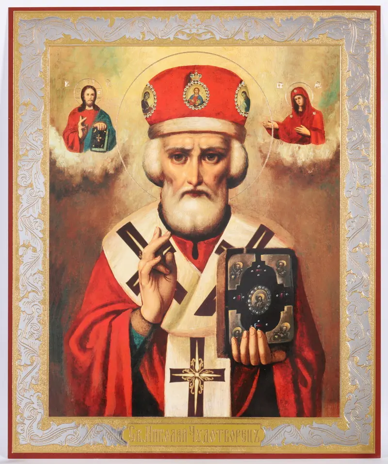 Icon on hardboard №1 18×24 double embossing Nicholas the Wonderworker 16