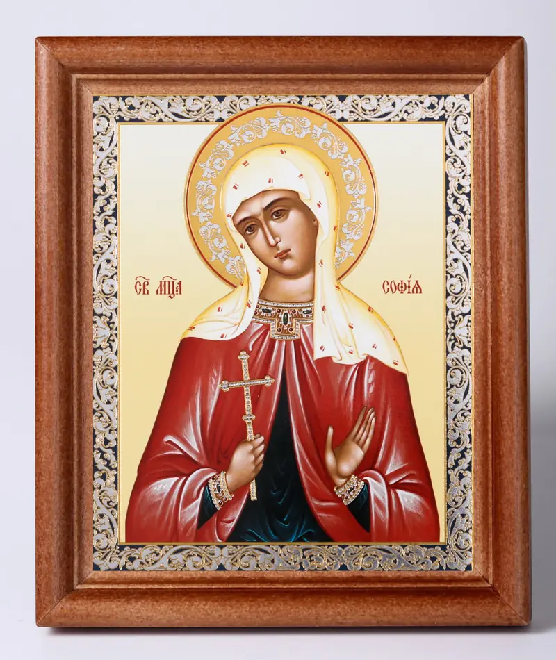 Икона в деревянной рамке №1 11х13 двойное тиснение София (3) Римская