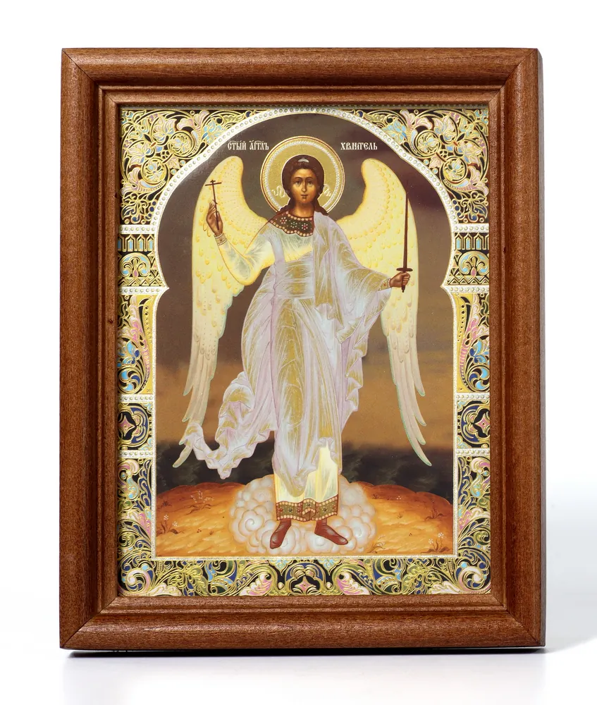 Icon in wooden frame №1 11×13 double embossing Guardian Angel (full-length) №5