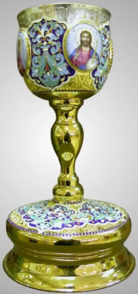 Chalice 1,0 l 4-enamel miniatures, filigree, enamel / base old pattern / gilding / silver cup