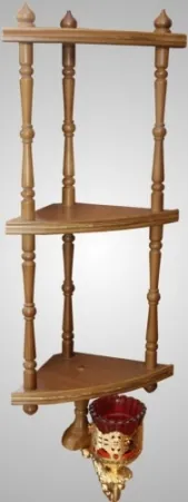 Icon shelf three-tier with a vigil lamp