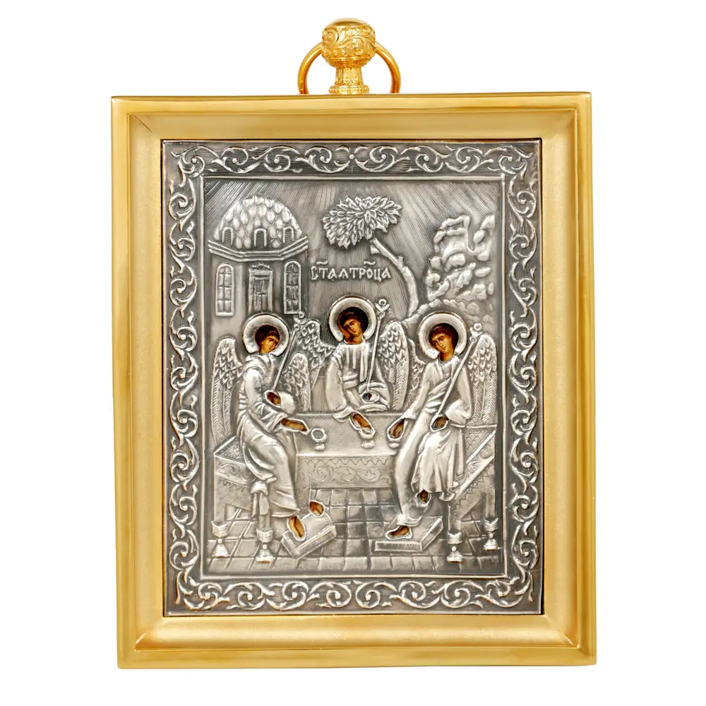 Icon for the Royal Doors / 1 with electroformed with insert / photo / gilding, silver plating / Trinity