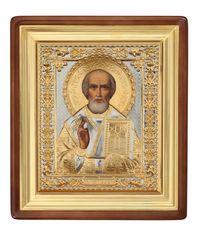 ფერწერული ხატი კიოტში 18×24 ზეთი, მოჭედილობა №243, კიოტი №1 ნიკოლოზ საკვირველთმოქმედი