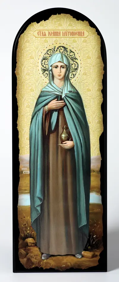 Icon on MDF 18×50 arched, 3D print, varnish John Myrrhbearer 2