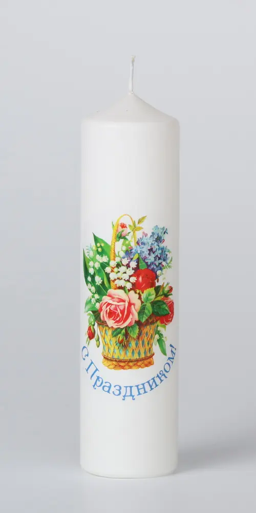 Candle pillar large flowers “With Feast”