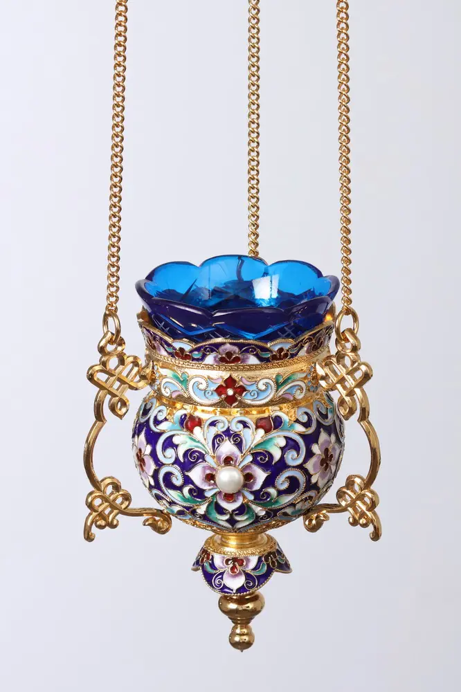 Filigree vigil lamp №35 enamel / gilding