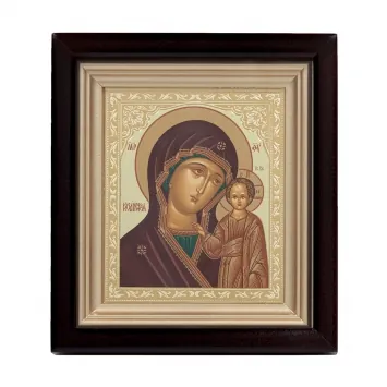 Icon in icon case 11×13 complex, tempera, embossing Kazan Mother of God