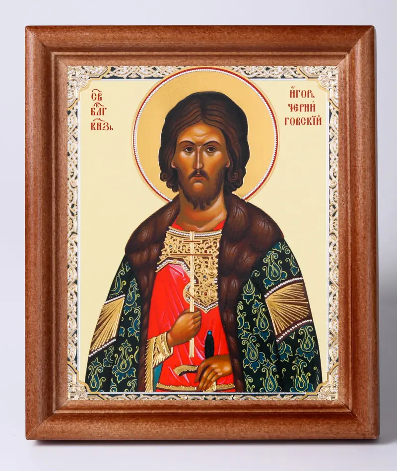 Icon in wooden frame №1 11×13 double embossing Igor, Prince of Chernigov 2