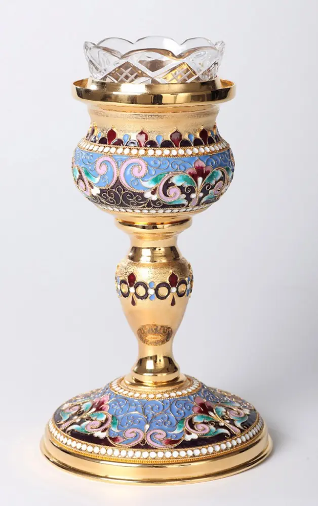 Altar vigil lamp large enamel / gilding
