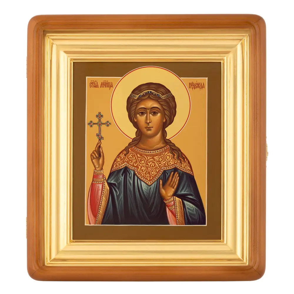 Painted icon on board in icon case 18×24 tempera, gilded halo, recessed field, icon case №1 Hope, 00617