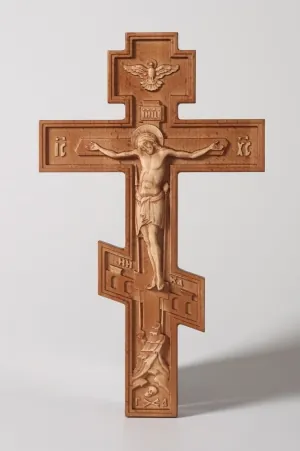 Cross №4 with 3D with carving (oak)