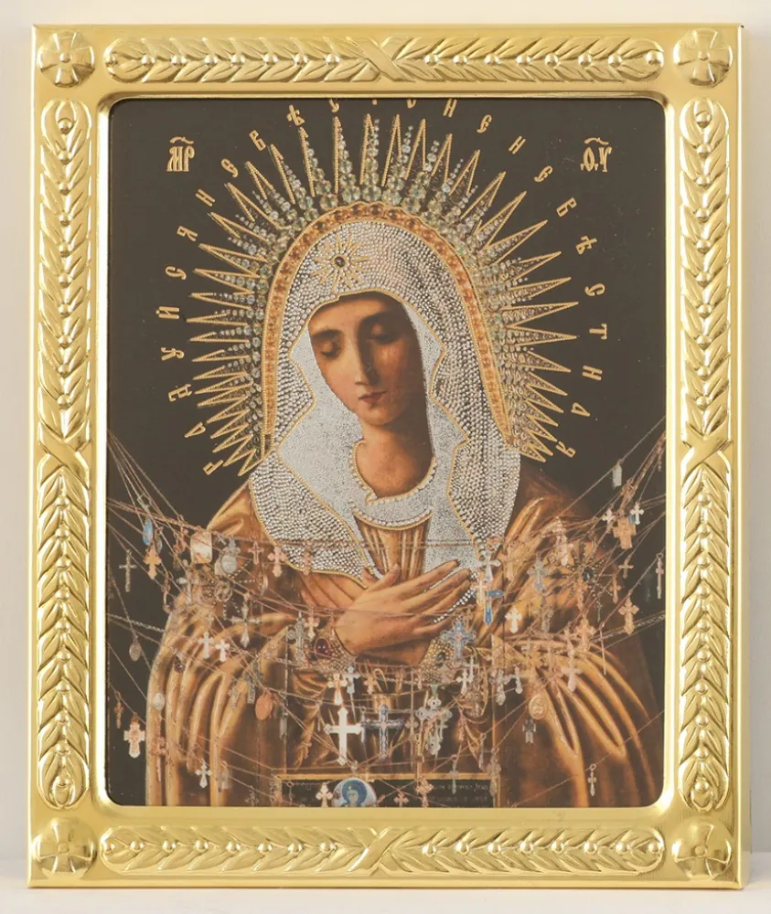 Icon in plastic frame 11×13 metallised with stand Tenderness