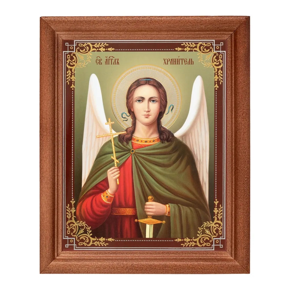Icon in wooden frame №1 11×13 double embossing Guardian Angel (half-length) №10