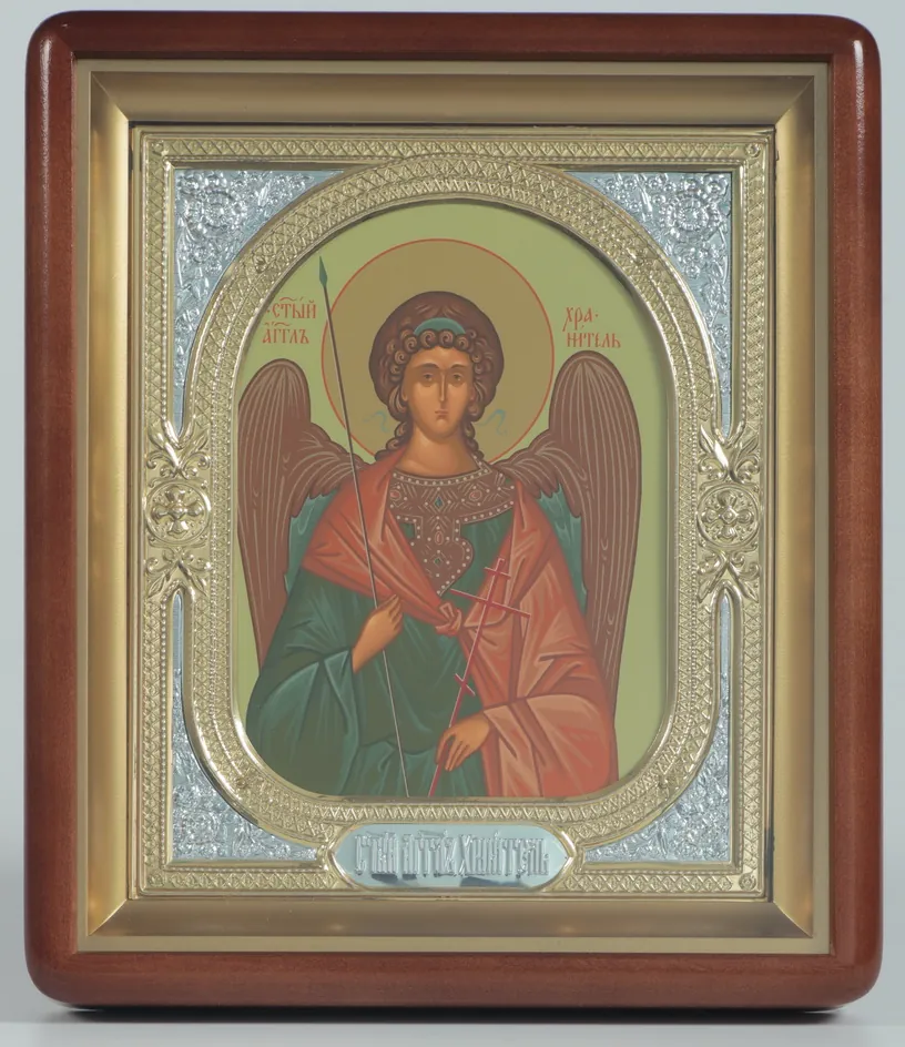 ხატი კიოტში 18×24 ფიგურული, ტემპერა, მოჭედილობა-ჩარჩო №1 მფარველი ანგელოზი